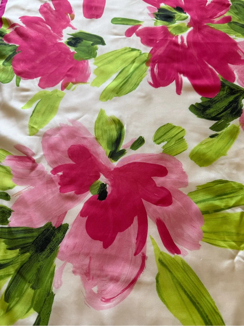 Moschino Pink and Green Floral Silk Scarf 34”